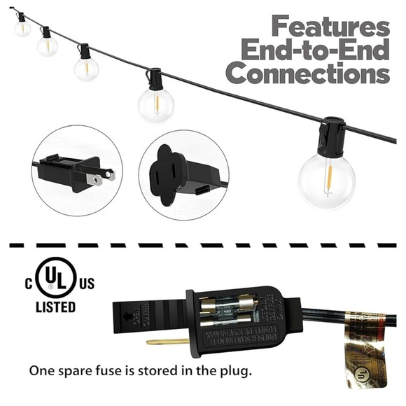 String Lights with Black Holders Set of 2 - Picture 2 of 5